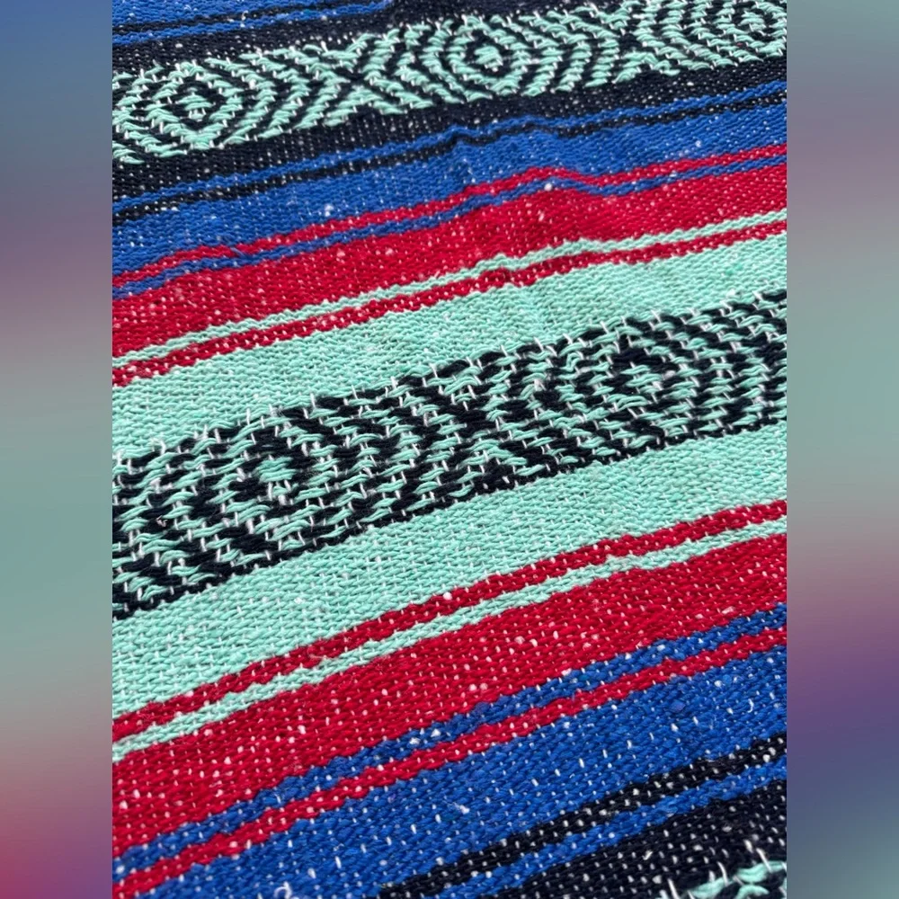 Colorful Woven Textile Blanket/ made in Mexico/ please read